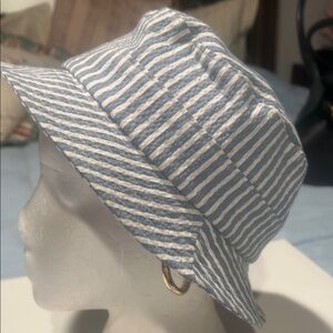 Unisex Striped Blue and White Seersucker Bucket Hat